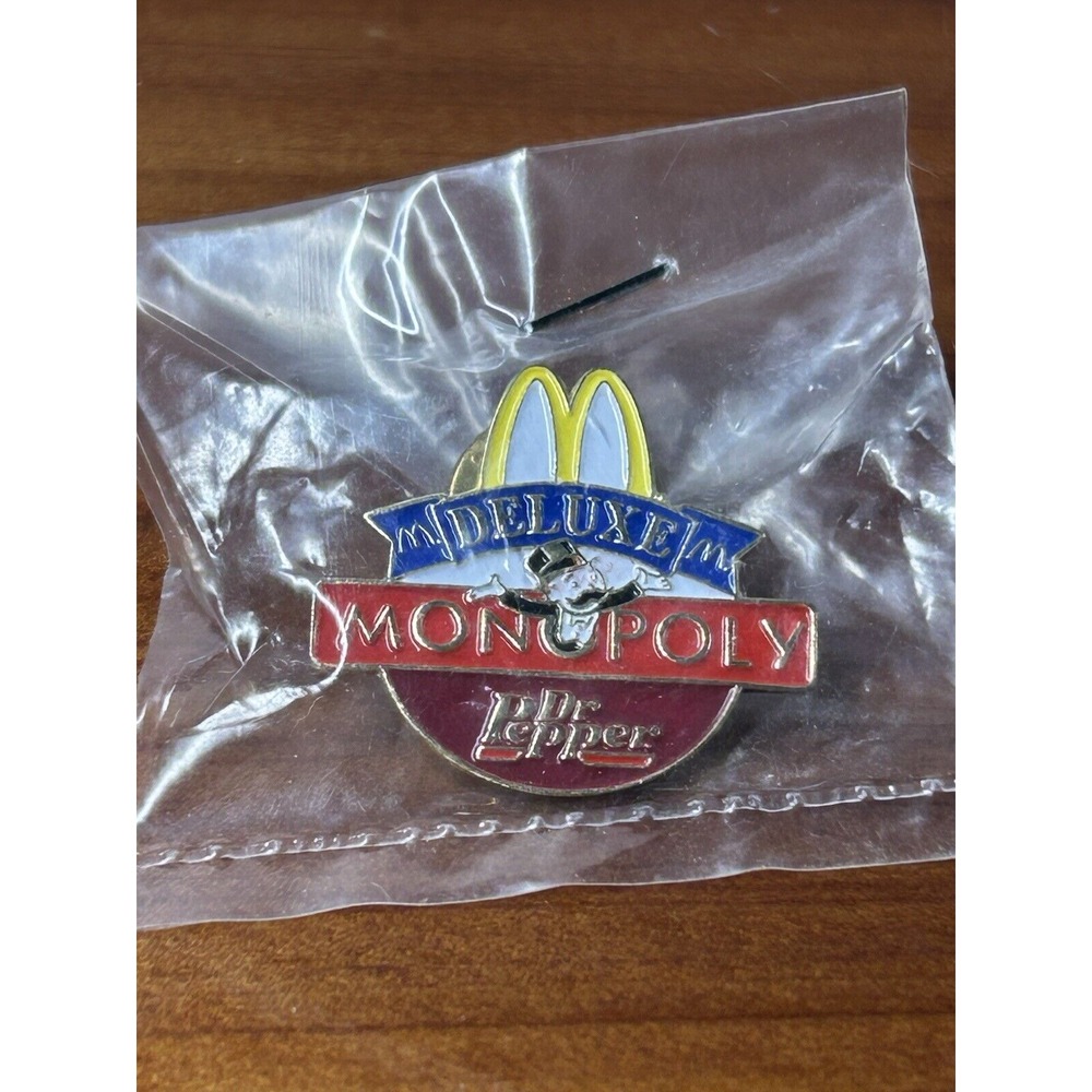 VTG McDonald's Lapel Employee Pin Deluxe Monopoly Dr. Pepper Enamel‎ Clutch Back